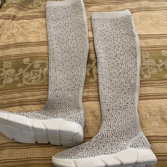 Shoes - Rhinestone  knee high socks boot